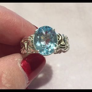 Sterling 4 Ct. Sky Blue Topaz Byzantine Band Ring
